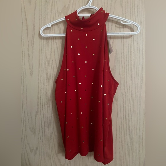 Michael Kors red sleeveless gold dots size M NWT - Picture 2 of 2